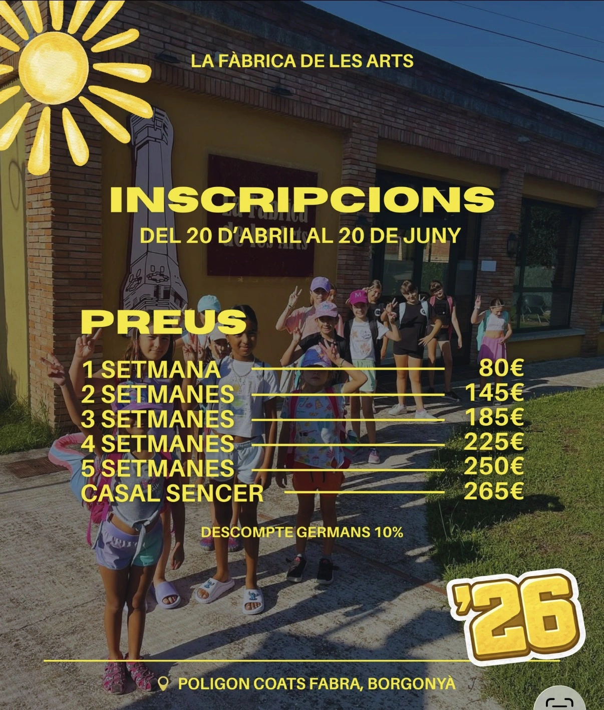 Cartell d'inscripcions i preus del Casalet d'Estiu 2026